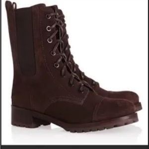 Brown Tory Burch combat boots size 10
